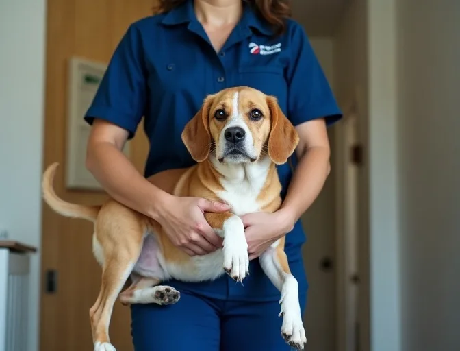 Technician respectfully transporting a deceased dog in Fyansford